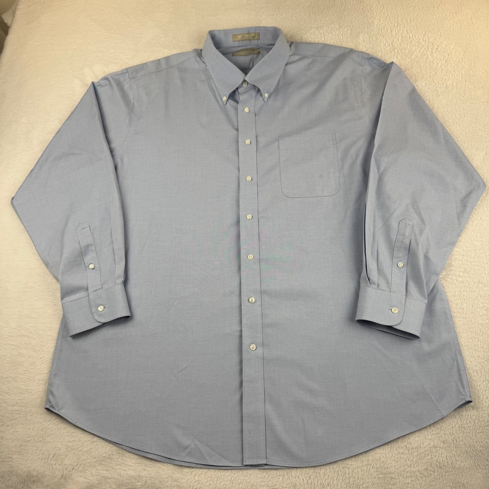 Nordstrom Dress Shirt Mens 18.5 36 Blue Smartcare Traditional Fit Button Down